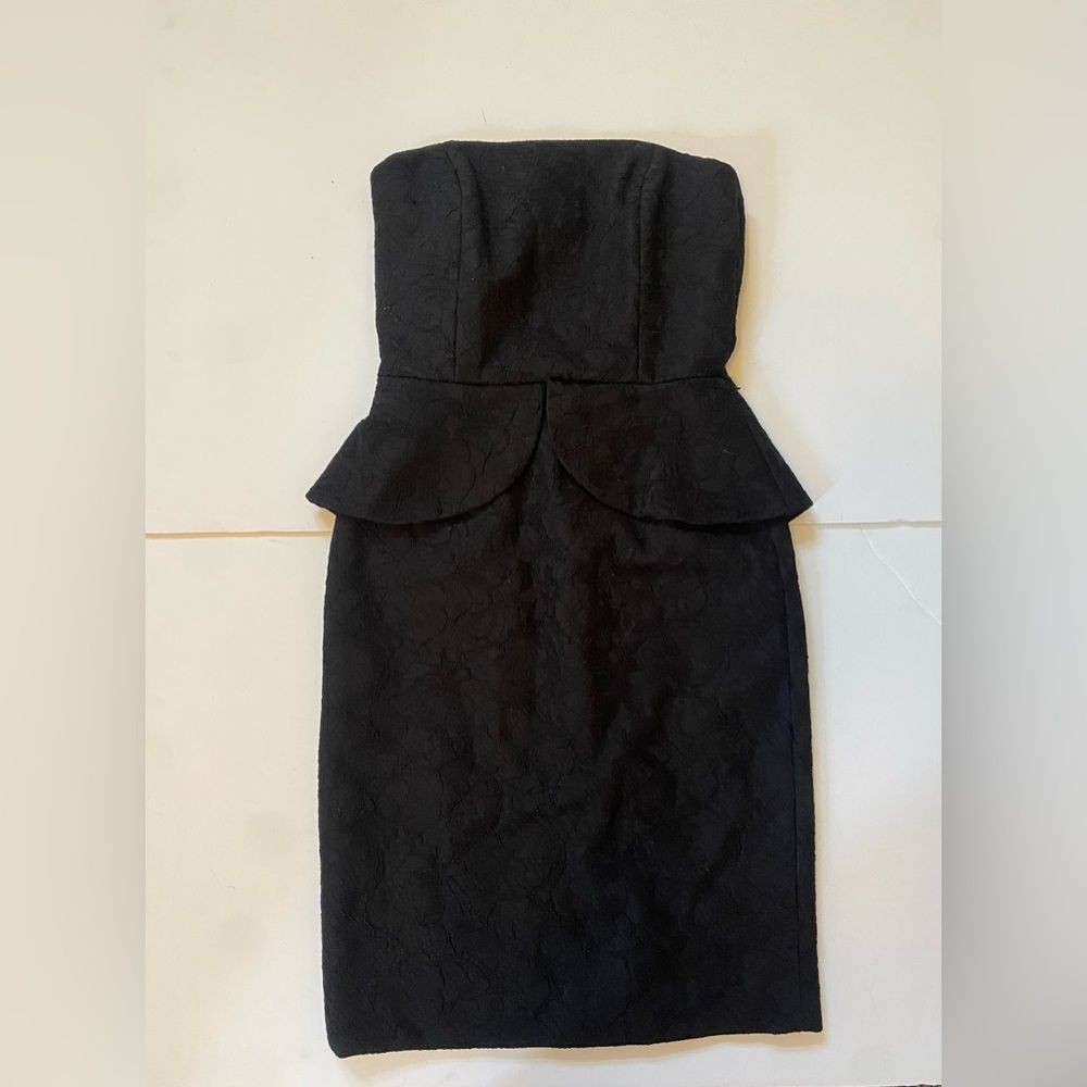 White House Black Market Strapless Black Peplum Dress 0